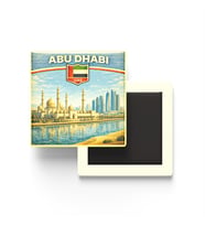 Retro Birleşik Arap Emirlikleri Abu Dabi Şehri Temalı Vintage Buzdolap Magneti – 9x9 cm