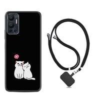 Infınix Hot 12 Kılıf Silikon Boyun Askılı İpli Desenli Silikon Love Cats 1690