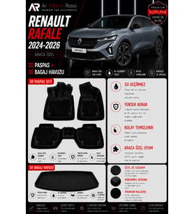RENAULT RAFALE 2024-2026 Araca Özel 3D Paspas + 3D Bagaj Havuzu