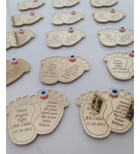 Kişiye Özel Pleksi Bebek Magnet Hatıra (Altın)