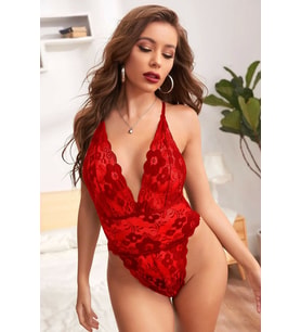 Mulvxbrf Brf02 Kadın Kırmızı Zarif Dantel Sırtı İp Askılı Babydoll Gecelik (Mulvix)
