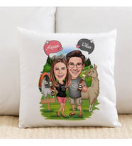 Kişiye Özel Doğada Bira Keyfi Yapan Çiftler Karikatürlü Yastık