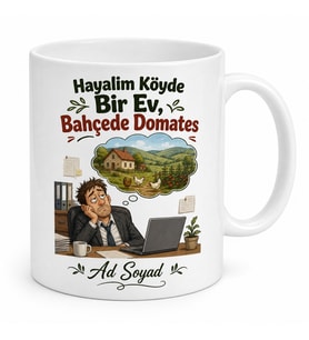 Köyüne Dönmek İsteyen Şehirli Esprili Beyaz Yakalı Kupa Bardak Hediye