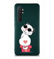 Xiaomi Mi Note 10 Lite Soft Premier Kapak Coolcat Tasarımlı Silikon Kılıf - Yeşil (Şeffaf)