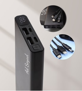 Kişiye Özel Led Ekran Göstergeli 10000 mAh Siyah Renk Powerbank