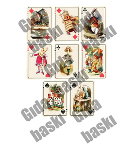 Yenilebilir Şeker Kağıdı Alice İn Wonderland Oyun Kağıtları Temalı Pasta Süsleme