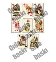 Yenilebilir Şeker Kağıdı Alice İn Wonderland Oyun Kağıtları Temalı Pasta Süsleme