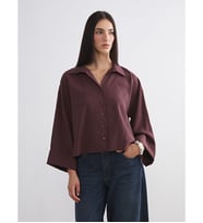 LCW Vision Bordo Oversize Modal Karışımlı Kadın Gömlek
