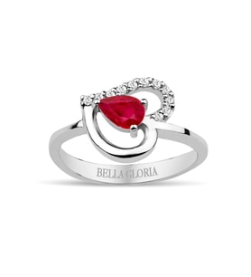 Bella Gloria Pırlanta Kırmızı Kuartz Kalp Yüzük (GPY0008)