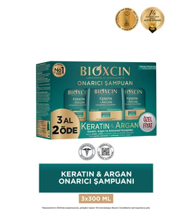 Bioxcin Keratin & Argan Onarıcı Bakım Şampuanı 300 ml 3 Al 2 Öde - Yıpranmış Ve Hassas Saçlar