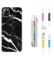 INFINIX Smart 4 5 6 Zero 8 S5 Pro Kılıf Kablo Koruma Spiral Silikon Siyah Şerit Mermer 1318
