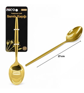 Metal Servis Kaşığı - Gold Renk - 27 cm