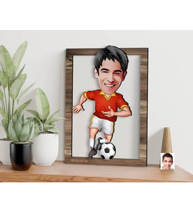 BK Gift Kişiye Özel Erkek Futbolcu Karikatürlü 3D Ahşap Tablo, Sevgiliye Hediye, Arkadaşa Hediye, Yıl Dönümü Hediyesi, Doğum Günü Hediyesi-2