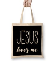 Christian Shirts Jesus Loves Me Christian Bez Çanta Uzun Saplı