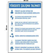 Metal Yüksekte Çalışma Talimatı 30 cm x 40 cm A3 Büyüklüğünde Uyarı Levhası Yönlendirme Tabelası