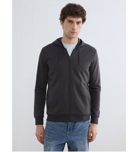 LCWAIKIKI Basic Kahverengi Kapüşonlu Erkek Fermuarlı Sweatshirt