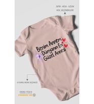 Benim annem dünyanın en güzel annesi! Kısa Kollu Bebek Body %100 Pamuk