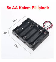 5'li 1,5V AA Kalem Pil Kutusu Yuvası 5x1,5V Kablolu Batarya Pil Tutucu