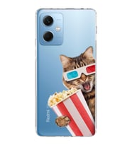 PrintiFy Xiaomi Redmi Note 12 5G ile Uyumlu 1mm Slim Fit Kedi 1 050b Baskılı Şeffaf  Kılıf
