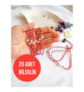 20 ADET İNCİ BONCUKLU MARTENİÇKA BİLEKLİK KREM ŞANS BEREKET ARKADAŞ SEVGİLİ EŞ ÇOCUK HEDİYE