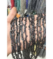 Hematit Taşı Bombeli Kesim Mat Siyah 6x2mm Doğal Taş Dizi