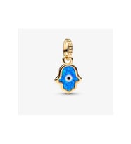 Opalescent Mavi Hamsa El Sallantılı Charm (Gümüş)