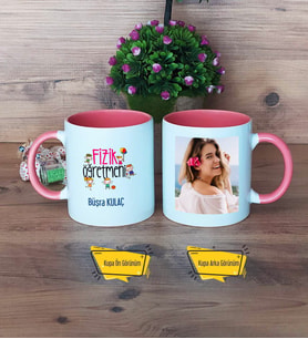 Fizik Öğretmeni Kupa Bardak Pembe Fotoğraflı Öğretmenler Günü Hediyesi
