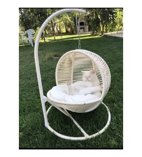 Kırık Beyaz Kedi Salıncağı ve Yatak Seti, Rahat ve Eğlenceli Tasarım