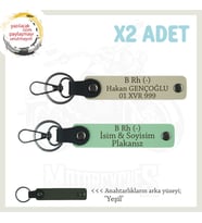Çok Sevdiğine Özel İsim Plaka, B Rh - Kan Grubu Yazılı Kişisel x2 Anahtarlık Set, Yeşil-S Kahve-Ysl (Çok Renkli)