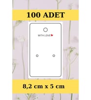 With Love- Dikey 100 Adet Küpe Kartı - Takı Kartı - Paketleme Kartı - Bujiteri  (Pembe)