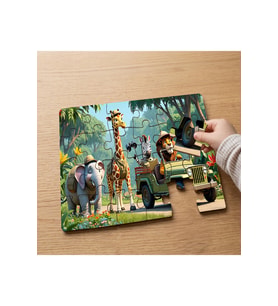Safar Hayvanları - Sevimli Hayvanlar Tasarımlı 24 Parça Ahşap Çocuk Puzzle MPK0357