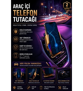 Otomatik Sensörlü Kablosuz Şarjlı Araç Telefon Tutucu 360° Döner