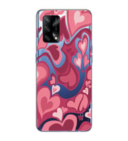 Oppo A74 Uyumlu Kalp Desenli Şeffaf Telefon Kılıfı