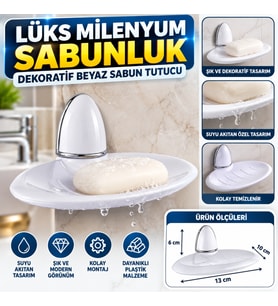 Lüks Milenyum Sabunluk Dekoratif Beyaz Sabun Tutucu Stand