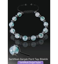 Sertifikalı Gerçek Şeffaf Yeşil Florit Taşı Bileklik - Ayarlamalı (Çok Renkli)