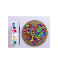 AHŞAP MANDALA 20x20 cm DAİRE MDF üzerine UV baskı modeller- KALP DESENLİ Mandala Set Boyama