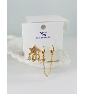 Zirkon Taşlı Üçlü Kombin Küpe - Kp00366