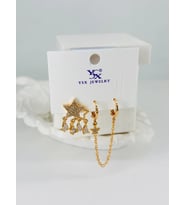 Zirkon Taşlı Üçlü Kombin Küpe - Kp00366