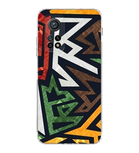 Xiaomi Mi 10T Pro  Kamera Korumalı Kapak Soyut Grafiti Tasarımlı Şeffaf  Kılıf