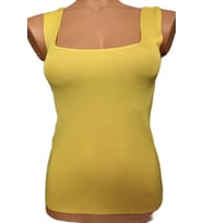 Sarı Kare Yaka Atlet Triko Bluz Crop S / M / L Beden Uyumlu