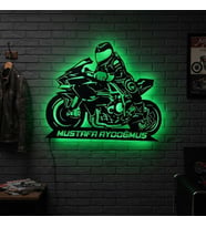 Kişiye veya Fotoğrafa Özel Led Işıklı Ahşap Hediyelik Motosiklet Tabloları, Dekor