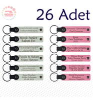 Beyaz & Pembe, Yaratıcı Yazarlık Kursuna Anı, 26’lı Set, İsim Yazılabilen Deri Anahtarlık