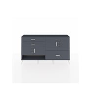 Arges Konsol 3 Raflı 3 Çekmeceli 4 Kapaklı 176x30x99 Antrasit-Antrasit