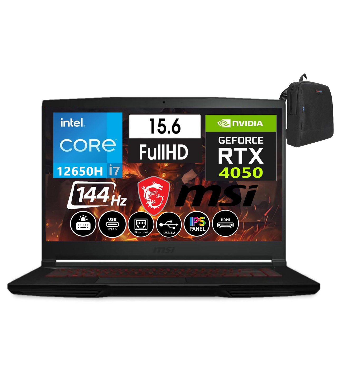 Msi Thin GF63 12.Nesil Core i7 12650H 64GB 512GB SSD 6GB/RTX4050 
