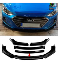 Hyundai Elantra Siyah Renkli Şeritli Dilli Ön Lip 4 Prç Parlak Siyah ABS 2016 - 2019