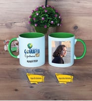 Coğrafya Öğretmeni Kupa Bardak Yeşil Fotoğraflı Öğretmenler Günü Hediyesi