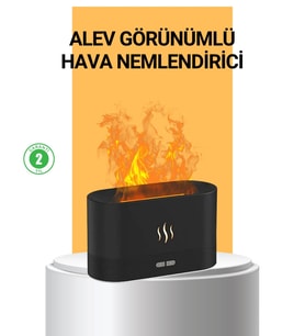 Modern Tasarımlı Alev Efektli Led Aromaterapi Hava Nemlendirici