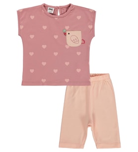 Civil Baby Kuş Baskılı 6-18 Ay Takım - Pembe