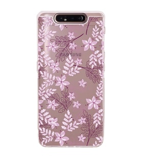 Samsung Galaxy A90   Kamera Korumalı  Kapak Floral Pudra Tasarımlı  Şeffaf Kılıf