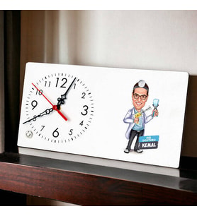 Yakışıklı Diş Hekimi Karikatürlü Şık Masa Saati